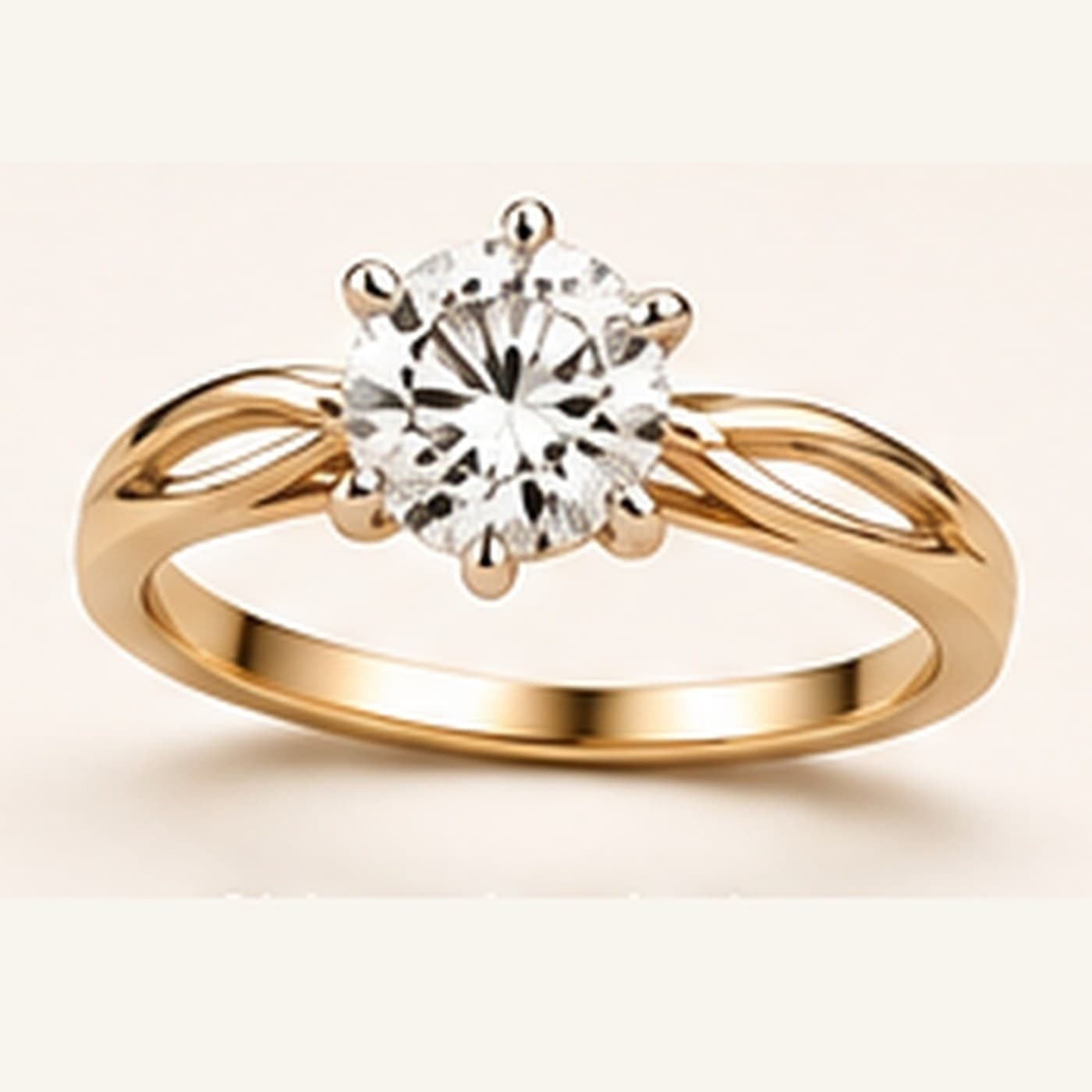 A fine diamond ring on a warm ivory ground