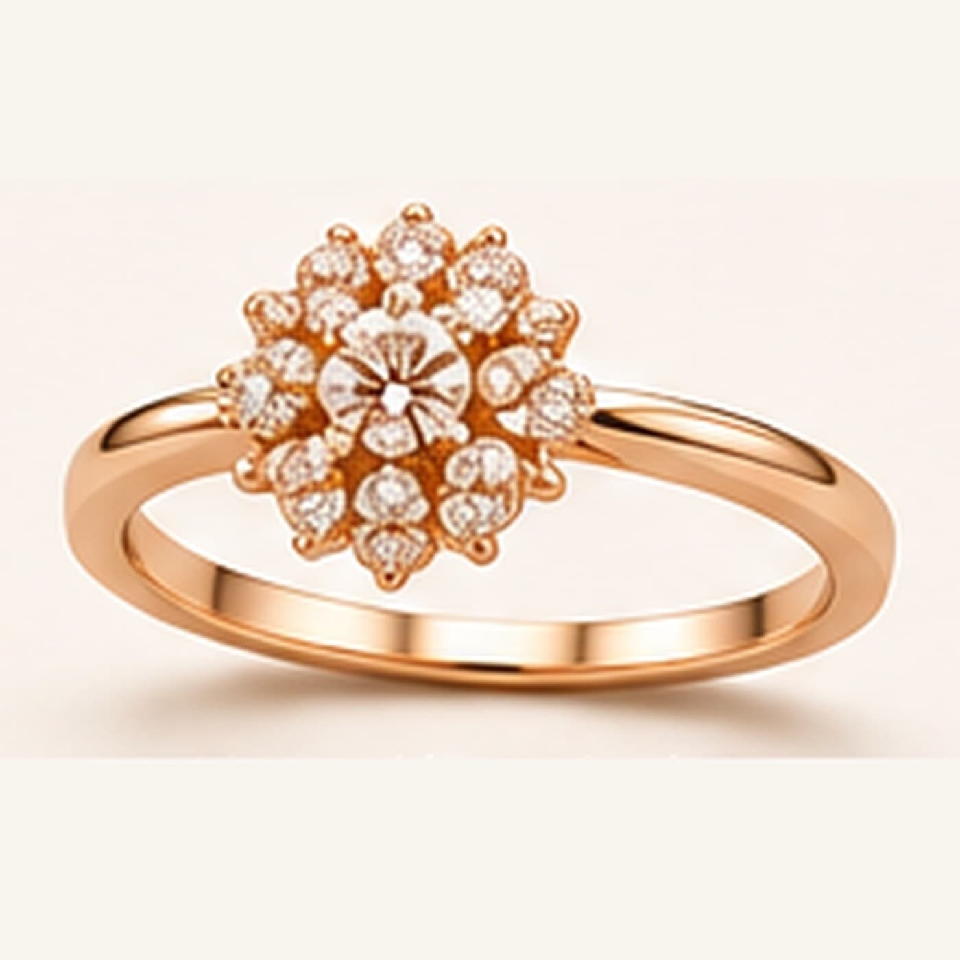 A floral diamond ring on a warm ivory ground