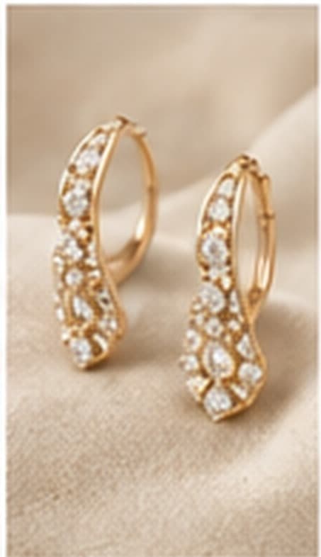Diamond earrings on a soft cream ground